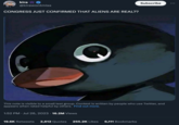 kira ♥ @kirawontmiss CONGRESS JUST CONFIRMED THAT ALIENS ARE REAL?? This note is visible to a small test group. Context is written by people who use Twitter, and appears when rated helpful by others. Find out more. 1:52 PM. Jul 26, 2023 · 16.2M Views Subscribe 19.6K Retweets 2,612 Quotes 255.2K Likes 6,111 Bookmarks :