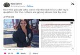 ROB CRAVE @robgrantcrave. Follow how the people who were mentioned in lana del rey's question for the culture are going down one by one a thread; 4:47 PM - Jul 30, 2023 12.7K Reply ↑ Share lanadelrey Ⓒ X Question for the culture: Now that loja Cat, Ariana, Camila, Cardi B, Kehlani and Nicki Ninaj and Beyoncé have had number ones with songs about being sexy, wearing no clothes, f------, cheating etc can I please go back to singing about being embodied, feeling beautiful by being in love even if the relationship is not perfect, or dancing for money or whatever I want without being crucified or saying that I'a glamorizing abuse?????? 1/2 I've been honest and optimistic about the challenging relationships I've had. In fed up with feasle writers and alt singers saying that I glamo rise abuse when in reality I'm just a glamorous person singing about the realities of what we are all now seeing are very prevalent emotionally abusive relationships all over the world. With all of the topics women are finally allowed to explore I Just want to say over the last ten years I think it's pathetic that ay minor lyrical exploration detailing ay sometimes submissive or passive roles in my relationships has often asade people say Ive set women hundreds of years. Let this be clear, I'm not not a feminist but there has to be a place in feminism for women who look and act like me the kind of woman who says no but men hear yes- the kind of women who are slated mercilessly for being their authentic, delicate selves, The kind of women who get their own stories and voices taken away from them by stronger women or by sea who hate women. News flash! That's just how it is for many wonen. And that was sadly ny experience up until the point that those records were made. So I just want to say it's been a long 10 years of b------- reviews up until recently and I've learned a lot from thes but I also feel it really paved the way for other women to stop *putting on a happy face and to just be able to say whatever the hell they wanted to in their susic- unlike ay experience where if I even expressed a note of sadness in my first two records I was deemed literally hysterical s though it was literally the 1920s 0