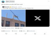 Adam Cerious @Browtweaten yet another ex who left him smh Dexerto @Dexerto - Jul 31 The X sign has been taken down from the Twitter HQ LE 5:33 PM - Jul 31, 2023 559.3K Views X 2,926 Retweets 12 Quotes 22.1K Likes 89 Bookmarks 22 Q ↑