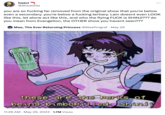 haavi @ShickDits you are so f------ far removed from the original show that you're below even a secondary. you're below a f------ tertiary. Lain doesnt even LOOK like this, let alone act like this, and who the flying F--- is SHINJI??? do you mean from Evangelion, the OTHER show you havent seen??? Mae, The Ever Returning Princess @MaePrograf · May 29 serial disappointments, lain JONSTE these are the perks of being bimbopilled, shinji 11:26 AM • May 29, 2023 1.7M Views : .