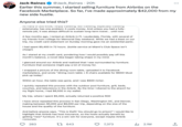 Jack Raines @Jack_Raines - 20h Earlier this summer, I started selling furniture from Airbnbs on the Facebook Marketplace. So far, I've made approximately $42,000 from my new side hustle. Anyone else tried this? As many of you know, I enjoy traveling. But traveling, especially traveling extensively, has one problem: it costs money. And unless you had a fully- remote job, it was always difficult to sustain long-term travel... until now. A few months ago, I rented an Airbnb in Ft. Lauderdale, Florida, with several of my friends from college for Memorial Day weekend. While we had a blast on our trip, my credit card statement on Sunday morning gave me an existential panic. I had spent $5,400 in 72 hours. (bottle service at Miami's Club Space isn't cheap!) As I stared at my credit card, pondering how I would possibly pay off this month's balance, a novel idea began taking shape in my mind. I glanced around our Airbnb and realized that I was surrounded by furniture. Furniture that someone might pay a lot of money for. I snapped a picture of the dining room table, uploaded it to Facebook marketplace, and wrote "dining room table + 6 chairs available for $600! Must pick up today." Within an hour, the table was gone, and I was $600 richer. I quickly repeated this process with the outdoor pool furniture, grill, beds, couches, and televisions in the Airbnb. By the time I Ubered to the airport for my flight home, I had $6,500 in my wallet. My trip, where I spent $5,400, actually returned a positive ROI! I have since repeated this process in San Diego, Washington DC, and Denver, making between $5,000 and $8,000 per trip, depending on the size of the house and the quality of the furniture. And before anyone says, "This is theft! You should go to prison!" I would like to highlight that Airbnb has host insurance, so the hosts actually benefit by getting *new* furniture. It's a win-win for everyone, except maybe Airbnb corporate. 283 t643 7,373 ılı 2.1M : ↑