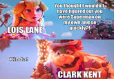 LOIS LANE Kinda! You thought I wouldn't have figured out you were Superman on my own and so quickly?! CLARK KENT