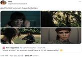 laly @getawayeverlark god forbid women have hobbies! for sapphics @hrtsapphic Apr 29 "she's a killer" so women can't have a bit of personality? . 1:14 PM • Apr 29, 2023 260.3K Views ...