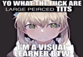 I'm A Visual Learner BTW YO WHAT THE F--- ARE LARGE PEIRCED T--- I'M A VISUAL LEARNER BTW