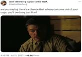 zach silberberg supports the WGA @zachsilberberg are you saying there's a chance that when you come out of your cage, you'll be doing just fine? 4:15 PM Jul 31, 2023 · 145.9K Views :