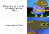 Classmate gets up to talk about animal rights They source PETA