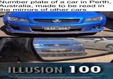 Number plate of a car in Perth, Australia, made to be read in the mirrors of other cars X32 22A ASS SEX ILLUSION 100