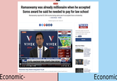 Ramaswamy was already millionaire when he accepted Soros award he said he needed to pay for law school LIVE .com VIVEK 2024 ELECTIONS Ramaswamy reported $2.2M income during same year he accepted Soros scholarship By Jessica Chasmar Fox News Economic- Published August 22, 2023 7:00am EDT 000000 VIVEK 2024 TRACKING HILARY FUTURE RADAR SUN 12:00PM PT LOS ANGELES LIGHT HEAVY LOS ANGELES IMPACTS RAIN 2-3" SUN NONE ► VIVEK RAMASWAMY (R) | PRESIDENTIAL CANDIDATE FOX FOX POLL: RAMASWAMY RISING, DESANTIS LOSING GROUND NEWS TOH channel HILARY WIND 70 MPH MOVEMENT 1010 00:00 / 07:26 30+ MPH GUSTS 50+ MPH GUSTS FIRST REPUBLICAN DEBATE 3 DAYS NNW AT 25 SHARE CC Ramaswamy rising, DeSantis losing ground: Fox poll Republican 2024 candidate Vivek Ramaswamy tells 'Fox News Live' that he wants to use Wednesday's debate to 'introduce' himself to the U.S. FOX NEWS POLITICS Get the latest updates from the 2024 campaign trail, exclusive interviews and more Fox News politics content. Arrives Tuesdays Subscribe More from Politics 1 hour ago 'Trump Employee 4' retracts testimony after changing lawyers, implicates former president, prosecutors say 1 hour ago Bret Baier speaks with Wisconsin voters ahead of debate 3 hours ago Wisconsin's liberal Supreme Court in Economic