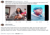 Jelly Santos @MrsJelly Santos. Aug 22 The random man from Atlanta is as bad as you imagined. He's jealous she went viral. He talks like he got pickles under his tongue. I'm not having a good time right now, okay? 1,824 Jelly Santos @MrsJellySantos 11.3K 159.0K 8:06 PM. Aug 22, 2023 850.8K Views 2847 3622 II 2:14 21.7K Tik Tok hometownhero1995 ₁36.1M ↑ : ... How she even f--- him? I'm not saying he's ugly. He just got ashy man written all over him but don't look ashy if that makes sense. What he saying makes him ashy. There's different type of ashy. In this essay I will