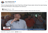 Ron Filipkowski @RonFilipkowski This is absolutely the most Ted Cruz thing I have seen since he was trying not to be filmed in the airport to Cancun. Acyn @Acyn 19h Cruz: If they want us to drink two beers a week, they can kiss my ass... ERIC BOLLING THE BALANCE 7:08 CT LIVE S: FOX NEWS OUT OF TOUCH, SEES RATINGS DROP... SEN. MCCONNELL SEEMS TO 8:33 PM. Aug 30, 2023 307.1K Views