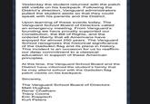 Yesterday the student returned with the patch still visible on his backpack. Following the District's direction, Vanguard administrators pulled the student aside so that they could speak with his parents and the District. Upon learning of these events today, The Vanguard School Board of Directors called an emergency meeting. From Vanguard's founding we have proudly supported our Constitution, the Bill of Rights, and the ordered liberty that all Americans have enjoyed for almost 250 years. The Vanguard School recognizes the historical significance of the Gadsden flag and its place in history. This incident is an occasion for us to reaffirm our deep commitment to a classical education in support of these American principles. At this time, the Vanguard School Board and the District have informed the student's family that he may attend school with the Gadsden flag patch visible on his backpack. Sincerely, The Vanguard School Board of Directors Matt Hughes Rene' Chatham Tracy C---- Eric Koppisch Kurt Peters