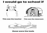 I would go to school if This was the teacher This was the classroom these were the tools