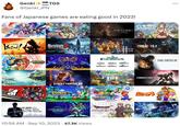 Fans of Japanese games are eating good in 2023! HI-FI FUCH Genki SOON TGS @Genki_JPN FIRE EMBLEM ENGAGE LIKE A DRAGON: ELDA MEGAMAN BATTLE LEGACY COLLECTION LIKE DRAGON GAIDEN The Man Who Erased His Name.. Xenoblade Chronicles Future Redeem STREET FIGHTER A SONIC SUPERSTARS STAR OCEAN THE SECOND STORY 10:56 AM . Sep 10, 2023 47.3K Views FINAL FANTASY PIXEL REMASTER WO LONG FALLEN BYNASTY Ger Liz For FINAL PAST FITAS INFANTIL FINI PANTIALIN PIN INTASEYFING ANTASEN SUPER MARIO BROS. WONDER OCTOPATH TRAVELER PIKMINA DRAGON QUES The Dark Prince Aatter Ryza 3 Alchemist of the End & the Secret Kay ESIDENT EVIL 4 ARMORED CORE VI FIRES OF EODICON SUPER MARIOK DECA SOLICE : FINAL FANTASY XVI