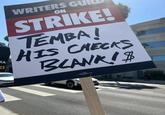 Temba! His checks blank! WRITERS GU ON STRIKE! TEMBA! HIS CHECKS BLANK!$ RA co 320
