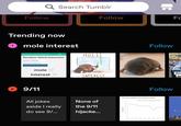 Q Search Tumblr Follow Trending now mole interest RANDOM WORD CENERAT. Random Word Generator Number of Words Toggle More Options Cenerate Random Words mole interest 29/11 All jokes aside I really do see 9/... MOLE Follow INTEREST None of the 9/11 hijacke... EJ Follow Follow the story telling in this graph is great Fc GIL Got fa