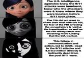 The U.S. intelligence agencies knew the 9/11 attacks were imminent, knew who the attackers were & knew where they were located, before 9/11 took place. The CIA did not want to share their intel with the FBI, for fear of the FBI arresting the conspirators & ruining the investigation, as well as the FBI taking credit and receiving more funding that the CIA wanted. This failure in communication and action, led to 3000+ dead in the 9/11 attacks and 4.5-5.0 million directly & indirectly dead from the post 9/11 wars.