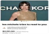 CHA KOR lea michele tries to read to you matchfireauctions9d (57) Matchfire 100% positive feedback $2,151.00 + $9.65 Shipping 22 bids Ends in 8d 20h ·