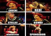 imgflip.com CHUCK! STELLA! NEIDERFLYER! RED! BOMB! SPONGEBOB