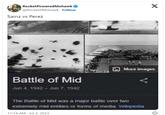 RocketPowered Mohawk @Rocket PMohawk. Follow Sainz vs Perez Battle of Mid Jun 4, 1942 - Jun 7, 1942 X More images The Battle of Mid was a major battle over two extremely mid entities or forms of media. Wikipedia 11:14 AM - Jul 2, 2023 0