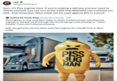 carl @NightlifeMingus Sam, it's Piss Jugman here. If you're making a delivery and you need to relieve yourself, just use one of the JUGS that BRIDGES has outfitted you with. And remember, filled JUGS can be used against BTs in a pinch Colina Celina 52 Truck Stop @celinatruckstop 23h Piss Jugman is here until 6pm today to teach truckers proper pee disposal. Jugman is "p-----" at all the jugs he's found laying in the parking lot. "Urine trouble" if you don't dispose properly. Kids can get their picture taken with Piss Jugman for only $5 from 4-6pm today : PISS JUG MAN