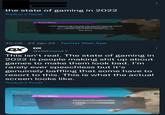 the state of gaming in 2022 Traduci il Tweet Restart Mission 20:06 22 ago 22 · Twitter Web App Paused You just requested to abort the mission. But what if this option was negated? What if we, the developers, decided that you can NOT do what you want with your own character? This is what many women in America experience right now. Think about it. DX DX @DXFromYT This isn't real. The state of gaming in 2022 is people making s--- up about games to make them look bad. I'm rarely ever speechless but it's genuinely baffling that some have to resort to this. This is what the actual screen looks like. Traduci il Tweet Abort Mission Are you sure you want to abort this mission? Continue Cancel : :