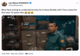 Leo Messi (PARODY) @LeoMessixpa Blue face trying to understand why he is Now Buddy with Tory Lanez for the next 10 years like f (744-6) A-bh хоочу 4:32 AM - Sep 25, 2023 1M Views . 21+ +2 ⠀ (a+b)