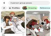 $$ day. 3 person group poses • Profiles 口红 Drawing Reference