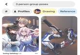 < 46 3 person group poses Profiles loving belobog. ~1 ●●● Drawing Reference