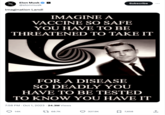 Elon Musk @elonmusk Imagination Land! (X IMAGINE A VACCINE SO SAFE YOU HAVE TO BE THREATENED TO TAKE IT FOR A DISEASE SO DEADLY YOU HAVE TO BE TESTED TO KNOW YOU HAVE IT 7:58 PM Oct 1, 2023 · 24.3M Views 14K Subscribe t68.7K 327.9K 7,658 ←]