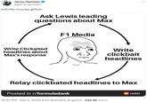 Jarno Opmeer @jarno_opmeer Infinite money glitch: Ask Lewis leading questions about Max Write Clickaited headlines about Max's response F1 Media read Posted in r/formuladank Relay clickbated headlines to Max Write clickbait headlines 12:47 PM. Sep 3, 2023 from Brackley, England - 243.5K Views : reddit