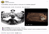 Rixxs @FIVEORNØNE "Lord Miles, are you alive or are you in a better place?" "I-M D-E-A-D-A-S - F------ - N-I-G-G-A." YES OUIJA NO 4:03 PM - Sep 27, 2023 12.2K Views NOPQRSTUV 123456789 GOOD BYE II GIF ALT Lord Miles @real_lord_miles . Sep 27 On Lord Miles' current situation in Taliban "prison" and a rundown of events thus far that we are able to disclose.