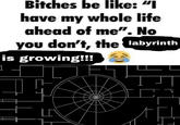 Bitches be like: "I have my whole life ahead of me". No you don't, the labyrinth is growing!!! 1 T TE