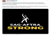 DiscussingFilm @DiscussingFilm A bipartisan bill named the 'No Fakes Act' has been introduced to protect actors, singers & others from having their voice and likeness become A.I. generated. If passed, the act would hold people & companies liable if they produce or host such digital replicas without consent. Traduire le post SAG AFTRA. STRONG ⠀ 12:58 PM. 12 oct 2023.2643 vues