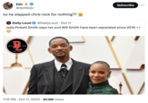 juju @ayeejuju so he slapped chris rock for nothing?? D Daily Loud @DailyLoud Oct 11 Jada Pinkett Smith says her and Will Smith have been separated since 2016 .. DALY Est. 2012 LOUD . Subscribe 7:16 PM Oct 11, 2023 39.8M Views :