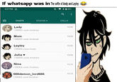 If whatsapp was in The coffin of Andy and Leyley 3:27 PM 0 +85% CHATS STATUS. Lady I NEED c--- Andrew Mom I NEED c--- Andrew Leyley I NEED c--- Andy Julia ♥ I NEED c--- Andrew Nina I NEED c--- Andrew 666demon_lord666 I NEED c--- brother CALLS ⠀ 15:26 15:24 15:23 15:20 15:16 15:13