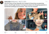 cobra kyle @KBAshkid May 21, 2021 Like the sirens of the Odyssey, but instead of drowning unsuspecting sailors, the IDF egirl division is luring horny teens into dropping payload on residential buildings and hospitals. They must be stopped 1 29.1K proudly served as a Military Police officier for 3 years in the IDF now tell me, do I look like I could harm innocent civilians? 228.9K 27 4 = ISRAEL D FORCE 86.2K 52.5K +]
