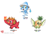 O O PACHYBELLIE FIRE Of%yt @YELLOGRE LILLIPUSS WATER FAIRY и BARNLOPPLE GRASS FLYING