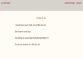 It's All Over CALL ME FATHER OCTOBER 12, 2014 I should have never made her eat the doo doo She'll never come back Everything we shared was for fuckcing nothing??? It's all over because of a little doo doo ASK ME ANYTHING ARCHIVE
