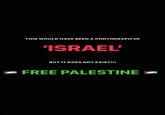 THIS WOULD HAVE BEEN A PHOTOGRAPH OF 'ISRAEL' BUT IT DOES NOT EXIST!!! FREE PALESTINE