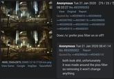 PALISADE PALISADE 4MiB, 2560x2879, DXMD 13 14-17-53-min.png View Same Google ImgOps SauceNAO Anonymous Tue 21 Jan 2020 [79/25/?] 08:33:27 No.493395053 View Original Report Quoted By: >>493396610 >>493396935 >>493397992 >>493398118 >>493399005 >>493399028 >>493399352 >>493400030 >>493400315 >>493405351 Does /v/ prefer piss filter on or off? Anonymous Tue 21 Jan 2020 08:41:14 No.493395502 Report Quoted By: >>493395620 >>493405110 both look s---, unfortunately it was made around the piss filter so removing it won't change anything