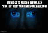 JARVIS GO TO RANDOM SERVER, ASK "CAN I GET MOD" AND NEVER COME BACK TO IT ** imgflip.com