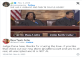 Nov 6, 2023 @mazzypopstar . Follow SHE HAS A HUSBAND AND THEY'RE COUPLE JUDGES? COUPLES IGIEge Dana Cutler Dana Tippin Cutler @DanaTCutler - Follow Judge Keith Cutler X Judge Dana here, thanks for sharing the love...if you like that check out our new show @CutlersCourt and yes its all real, all unscripted and it is NOT AI. 10:54 PM - Nov 6, 2023 Ⓡ