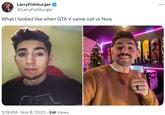 CUR LarryFishburger @LarryFishburger What I looked like when GTA V came out vs Now 3:19 PM Nov 8, 2023 51K Views JARRUDASHBURGER :