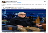 Vittorio Angelone @vittorioangelon. Follow I don't know if this makes sense but he has the ankles of a nun X G GQ Magazine @GQMagazine Brian Cox hit 'The Tonight Show' in pitch-perfect loafers: gq.mn/vwweooj 5:57 AM - Nov 13, 2023 O