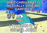 WAIT CHRIS PRAT IS ACTUALLY VOICING GARFIELD O I THOUGHT IT 모 2 72 WAS A JOKE