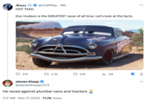 Matt HOT TAKE: CLEVERNAKA.COM LIVERPOOL @mldiffley 18h Doc Hudson is the GREATEST racer of all time. Let's look at the facts. 378 13.3K 34K steven Klopp @stevenKloppLFC2 He raced against plumber vans and tractors 7:17 AM Nov 17, 2023 71.7K Views IRT TRACK ₁4M ... ←] : ...