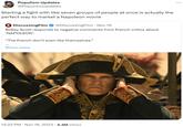 Populism Updates @PopulismUpdates Starting a fight with like seven groups of people at once is actually the perfect way to market a Napoleon movie 4 DiscussingFilm @DiscussingFilm . Nov 19 Ridley Scott responds to negative comments from French critics about 'NAPOLEON'. "The French don't even like themselves." Show more 12:23 PM . Nov 19, 2023 4.4M Views