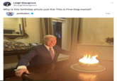 Leigh Giangreco @LeighGiangreco Why is this birthday photo just the This is Fine Dog meme? joebiden : :
