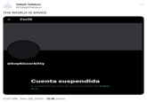 Yakeh Yakkun @YakehYakkun THE WORLD IS SAVED Perfil @boykisserkitty Cuenta suspendida X suspende las cuentas que incumplen las Reglas de X 11:27 AM • Nov 29, 2023 13.1K Views :