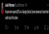 Louis Peitzman @LouisPeitzman. 5h Anyone who spends $75 on a George Santos Cameo deserves to have their credit card info stolen. 1 65 4 764 ₁51K 口企